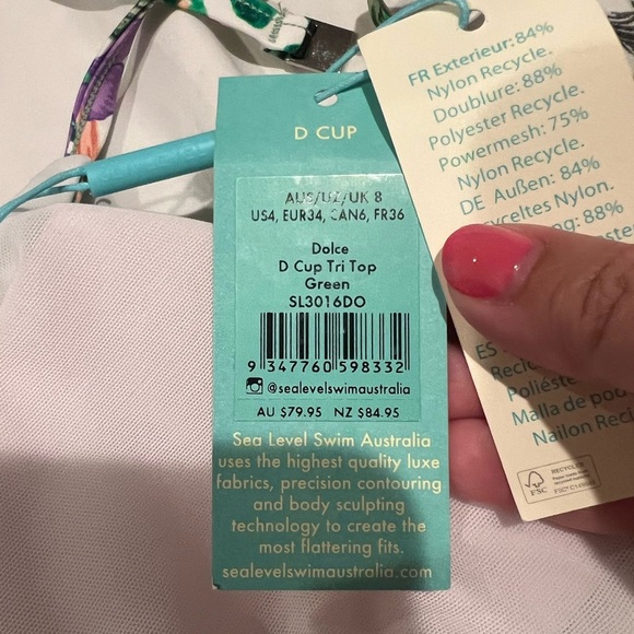 NWT Sea Level Swim Women’s Dolce Floral D Cup Two Piece in size US 4 - Picture 6 of 7